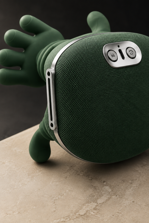 Close view of AEREN N1 woven textile and brushed metal controls